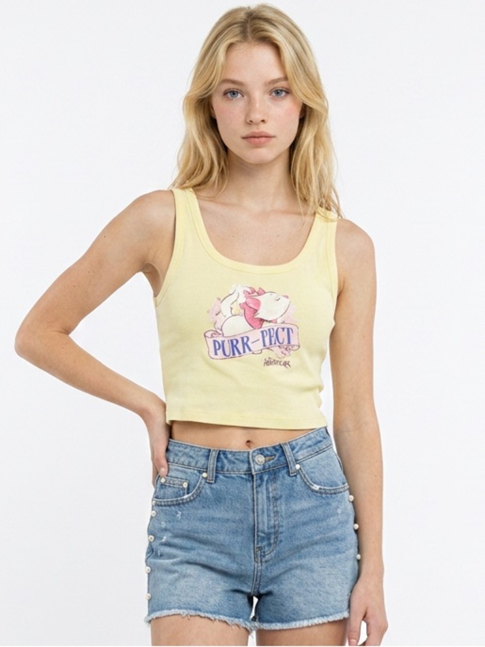 Disney Yellow 'Purr-fect' Aristocats Crop Tank